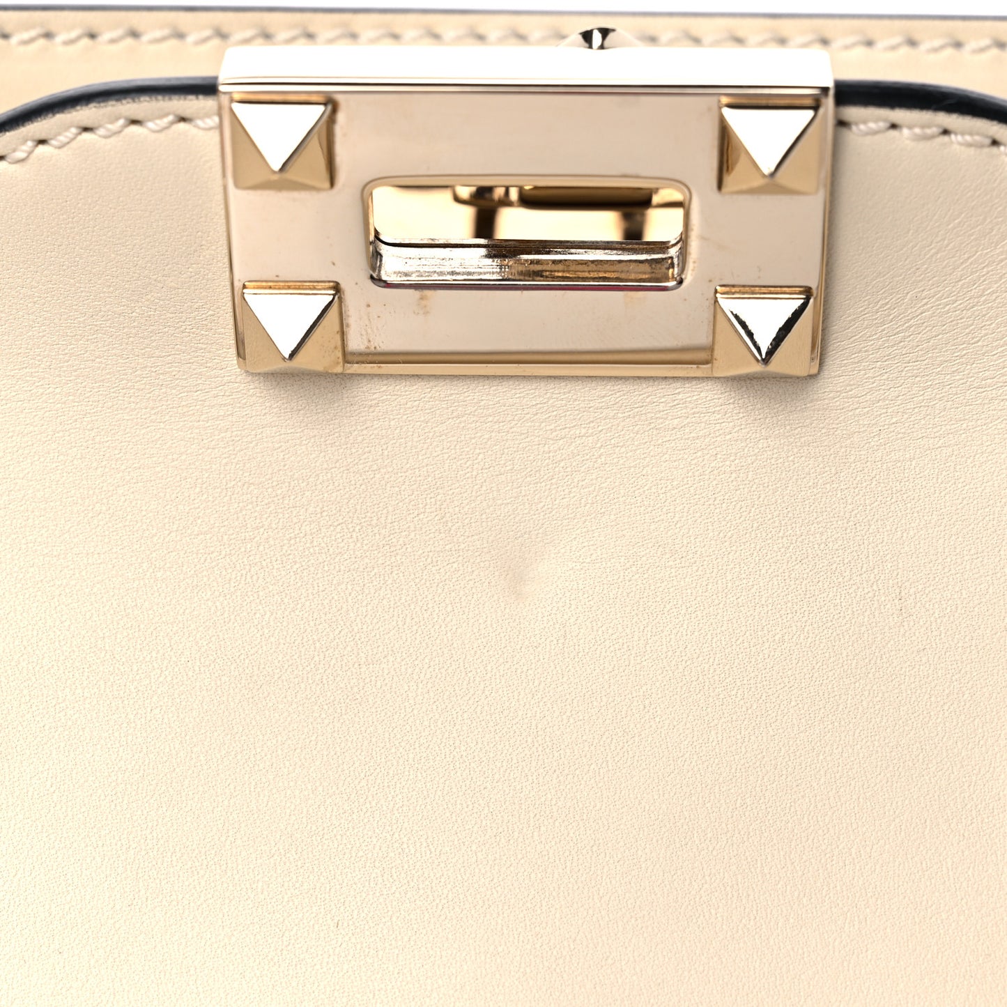 Vitello Small Rockstud Double Handle Tote Ivory