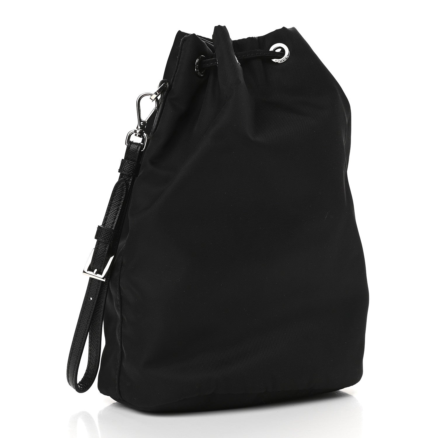 Prada Saffiano Tessuto Nylon Vela Bucket Wristlet Black 4 of 9
