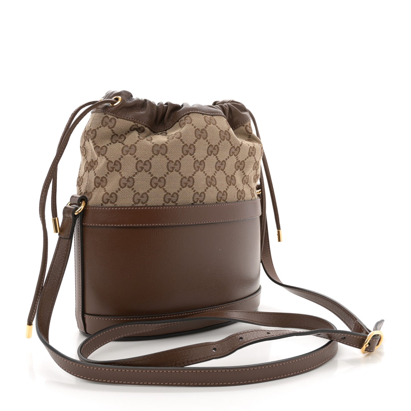Monogram Textured Calfskin Horsebit 1955 Drawstring Bucket Bag Beige Brown Sugar