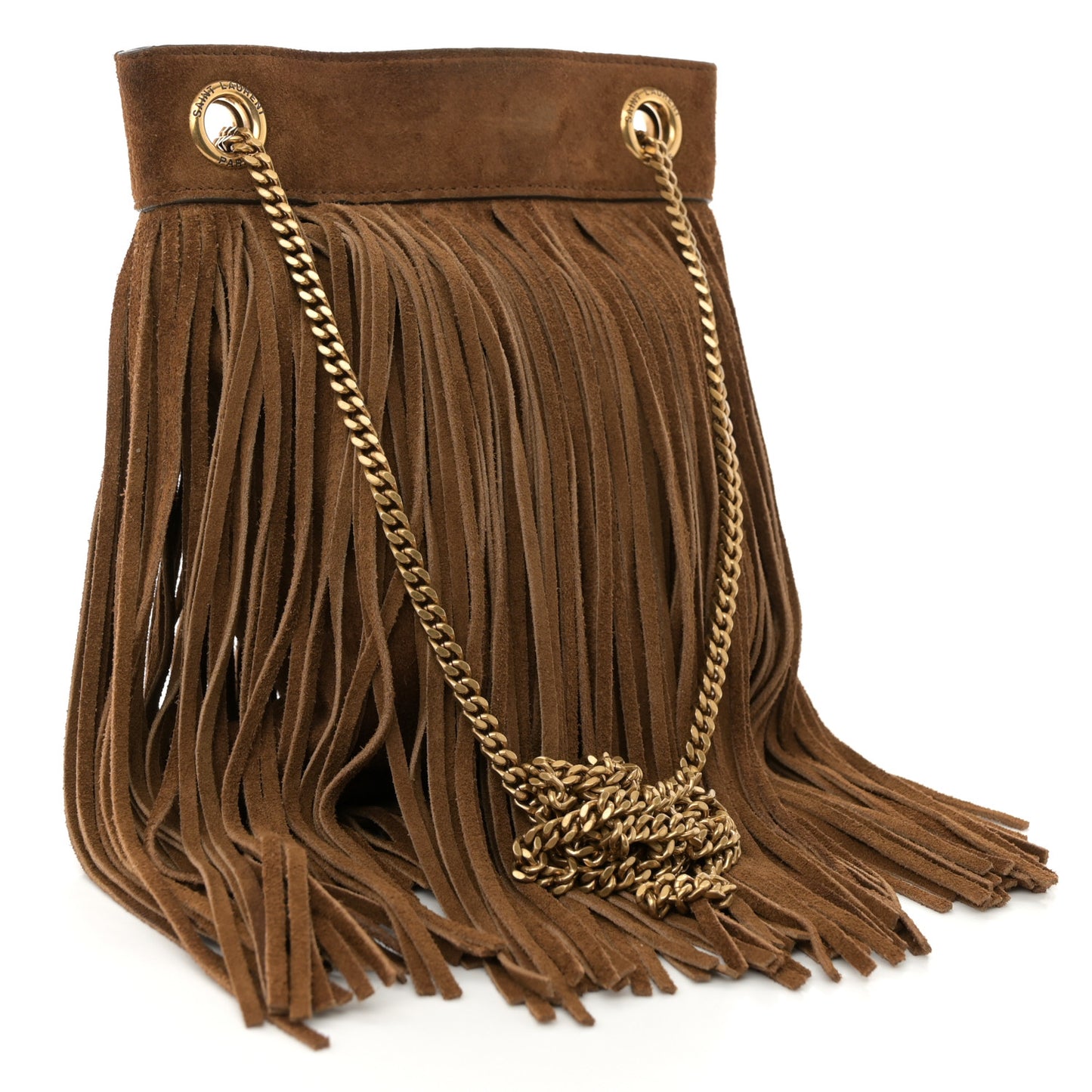 Suede Calfskin Small Grace Fringed Hobo Bag Light Ocre