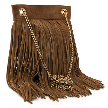 Saint Laurent Suede Calfskin Small Grace Fringed Hobo Bag Light Ocre 3 of 9