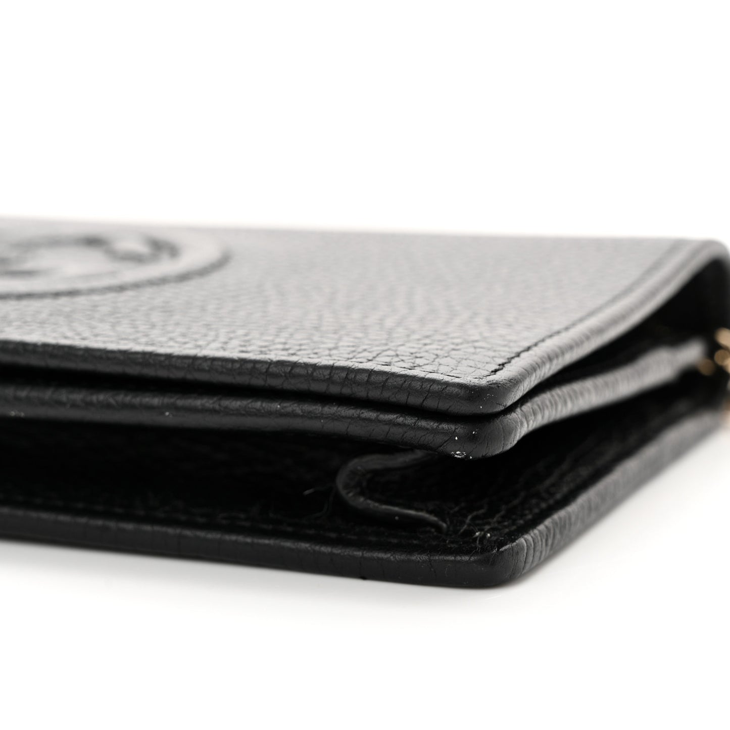Pebbled Calfskin Soho Wallet On Chain Black
