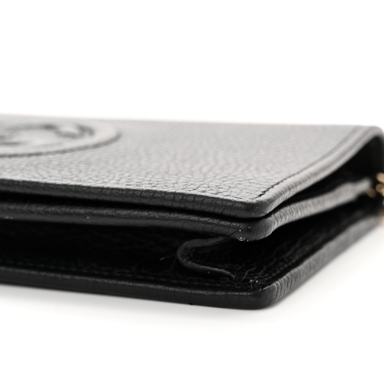 Gucci Pebbled Calfskin Soho Wallet On Chain Black 9 of 10