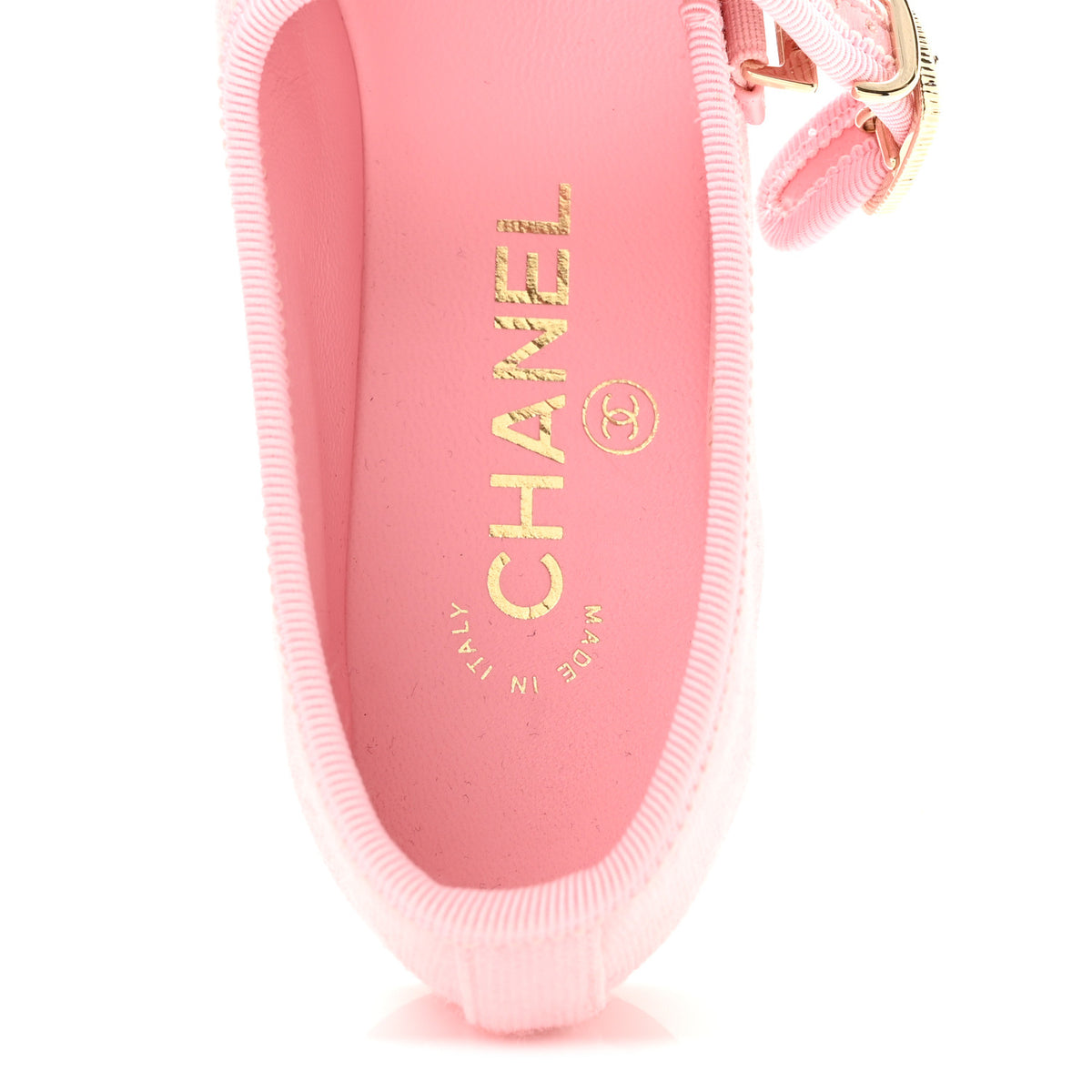Chanel Fabric Grosgrain Mary Jane Flats 38 Light Pink Black 7 of 10
