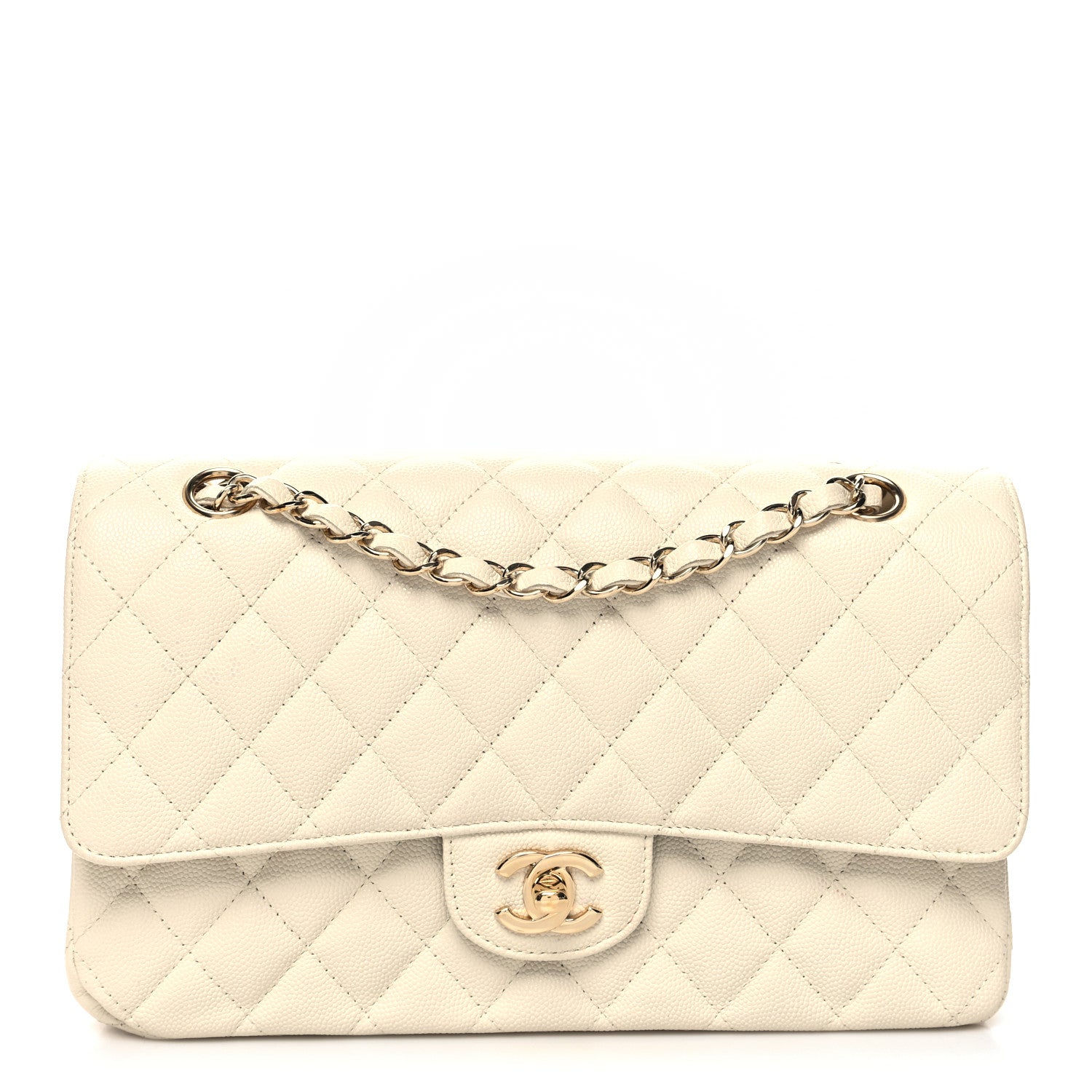 Chanel Caviar Quilted Medium Double Flap White 1 of 12