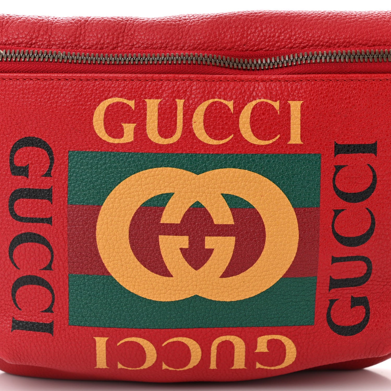 Gucci Grained Calfskin Logo Belt Bag Hibiscus Red 8 of 13