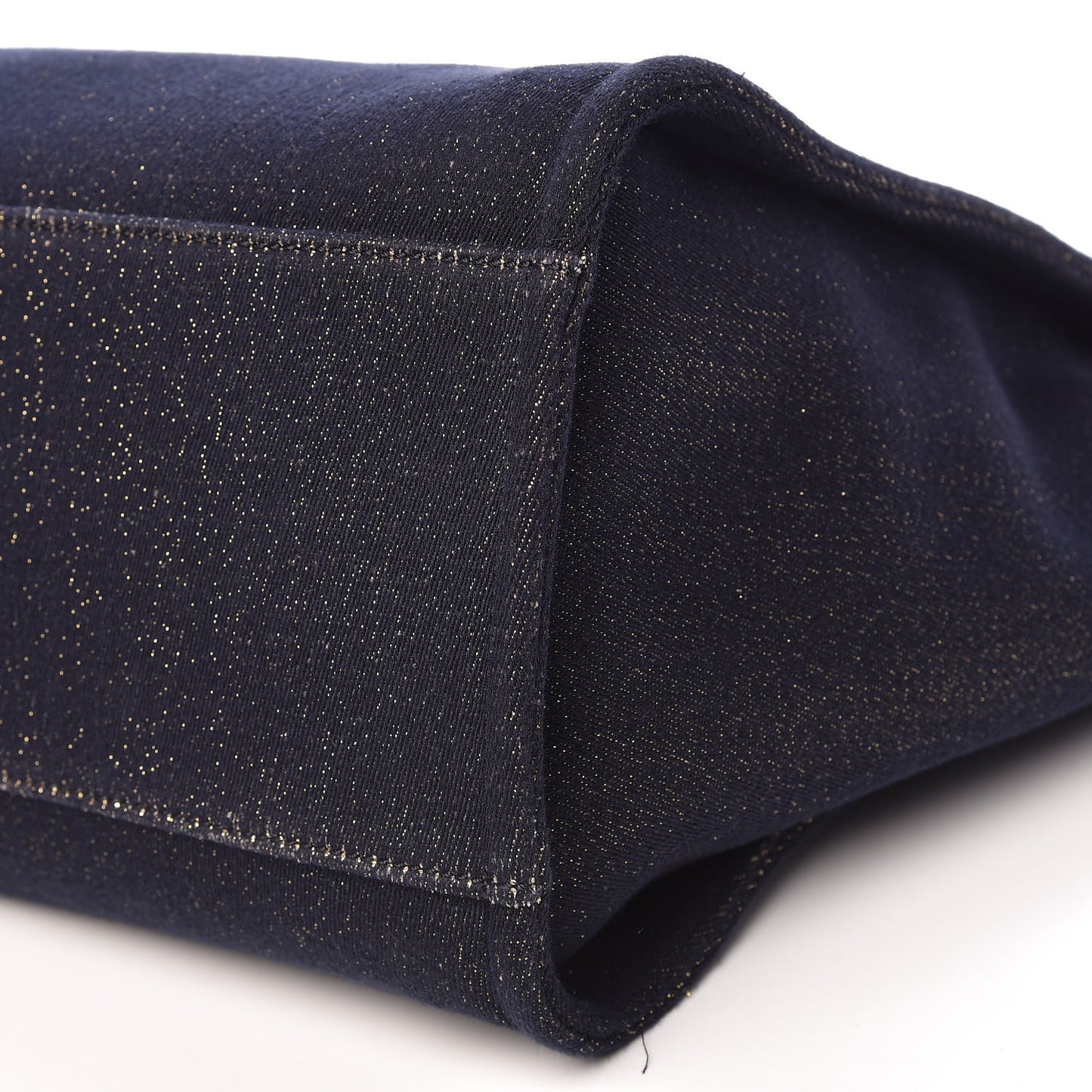 Lurex Canvas Medium Deauville Tote Navy Blue Gold