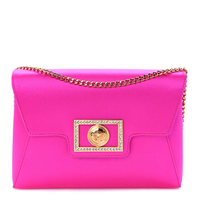 Versace Satin Crystal Embellished La Medusa Pouch On Chain Pink 1 of 8