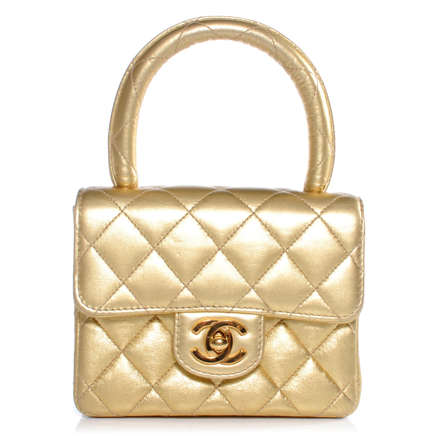 Lambskin Micro Mini Kelly Flap Bag Gold