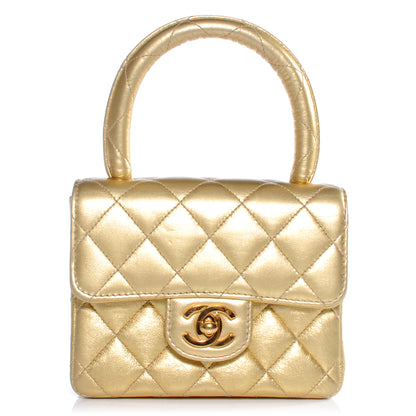 Chanel Lambskin Micro Mini Kelly Flap Bag Gold 1 of 9