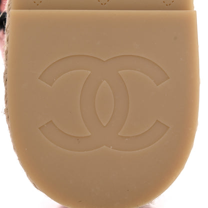 Chanel Braided Knit Cap Toe CC Ankle Strap Espadrilles 37 Light Pink Black 7 of 13