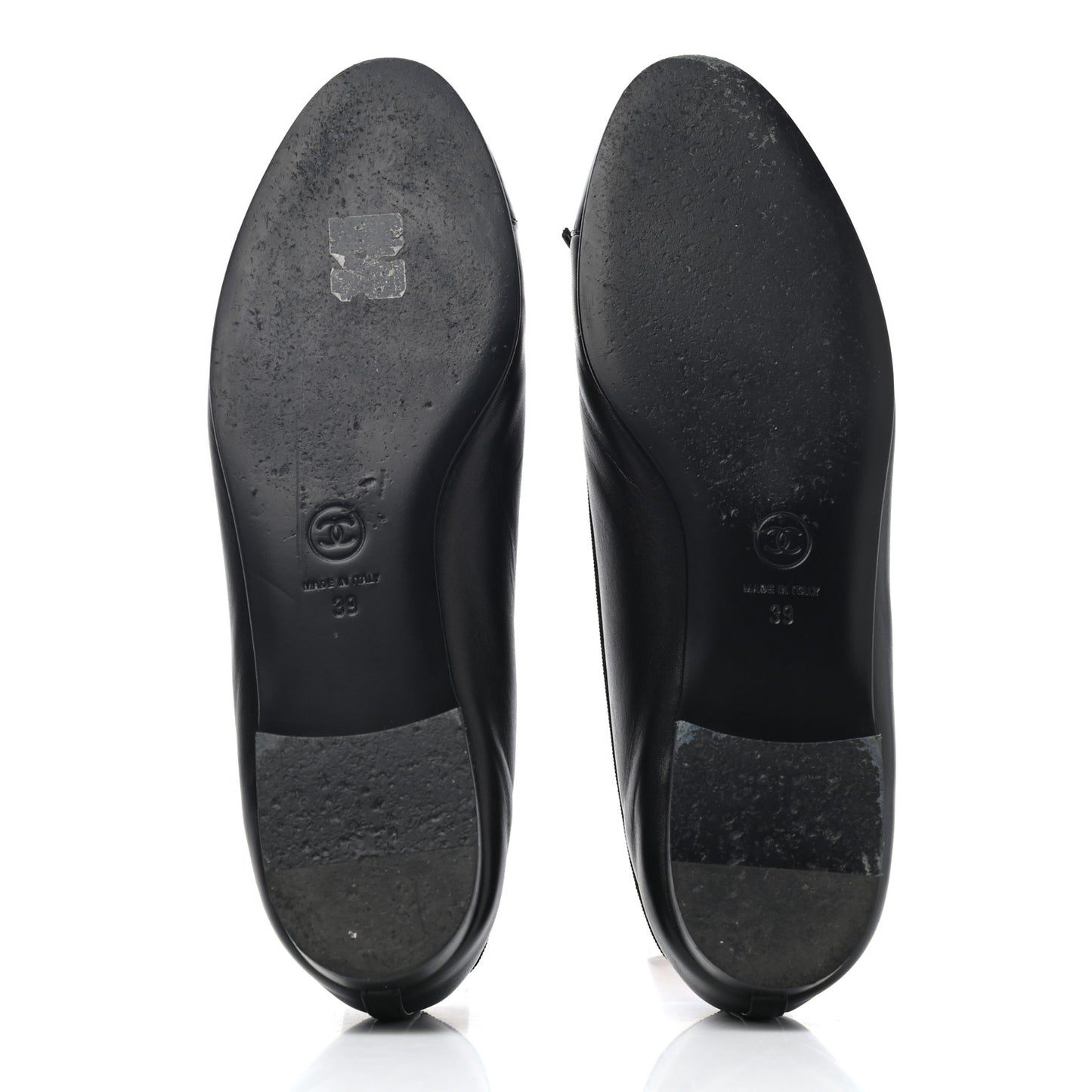 Lambskin Patent Cap Toe Ballerina Flats 39 Black