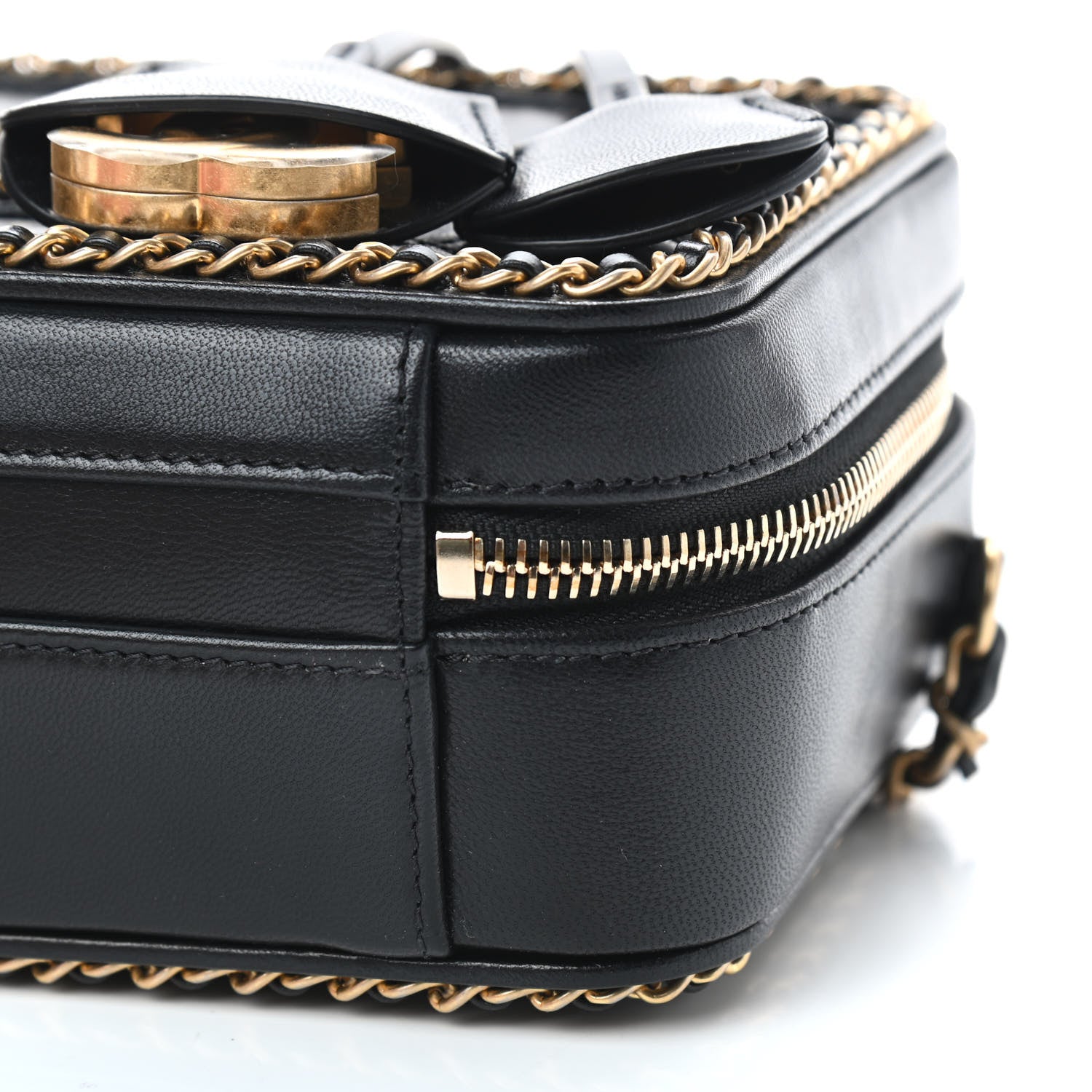 Chanel Goatskin Quilted Small CC Filigree Vanity Case Black 8 of 8