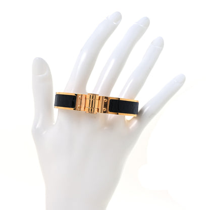 Hermes Matte Alligator Narrow Hinged Bracelet M Black 2 of 4