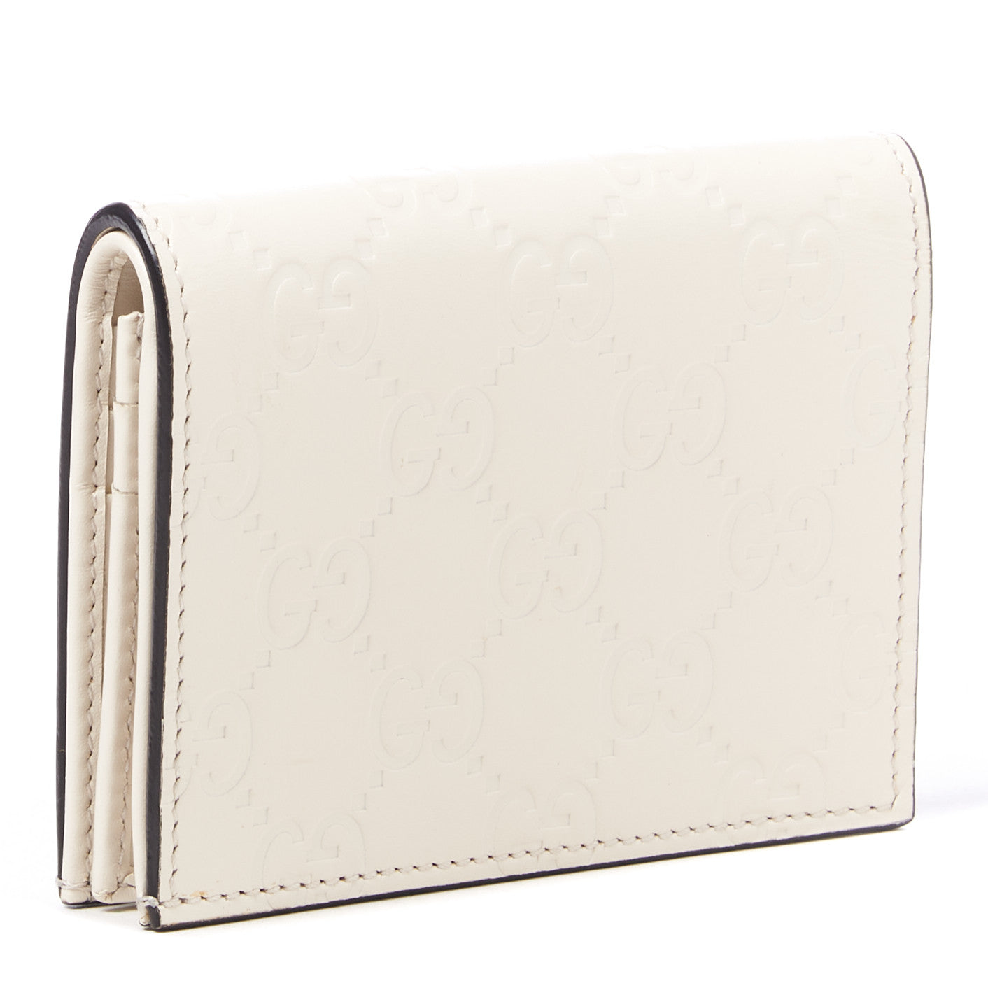 Guccissima Signature Bowy Card Case Wallet White