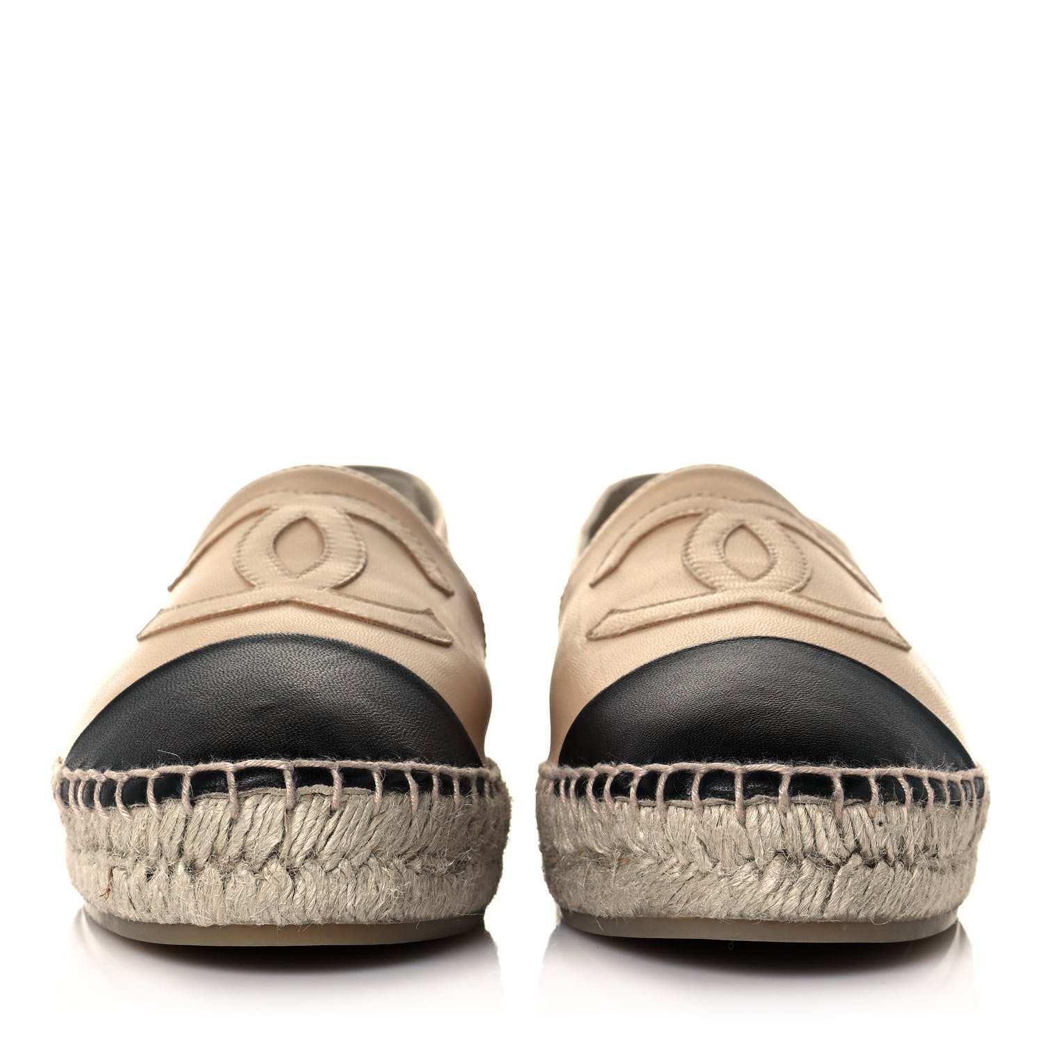 Chanel Lambskin CC Espadrilles 38 Beige Black 2 of 8