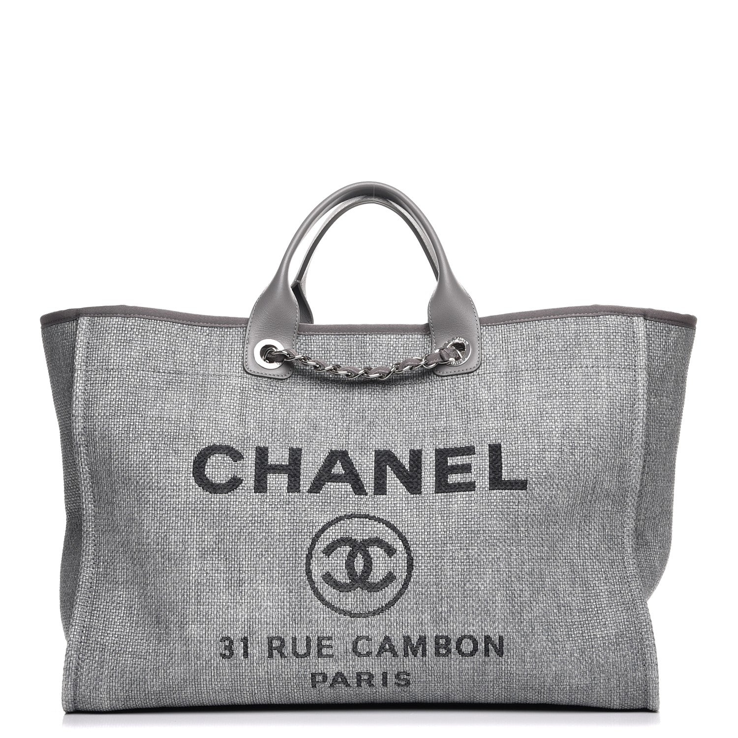 Chanel Canvas Large Deauville Tote Grey 1 of 8