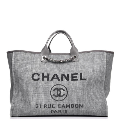 Chanel Canvas Large Deauville Tote Grey 1 of 8