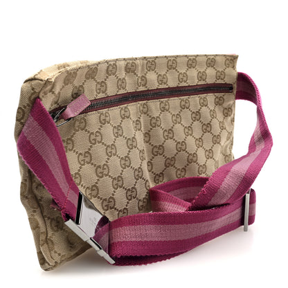Gucci GG Monogram Web Double Pocket Belt Bag Pink 2 of 10