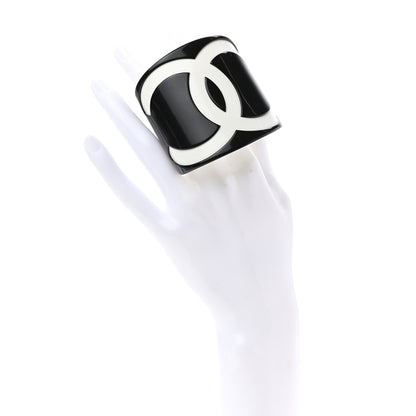 Chanel Resin CC Wide Cuff Black White 2 of 4