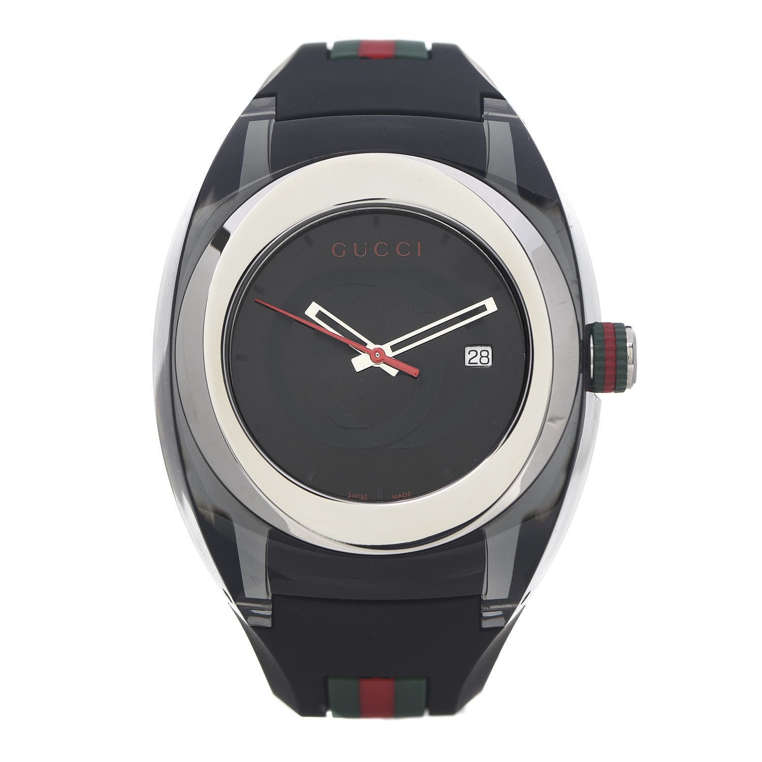 Gucci Stainless Steel Rubber 46mm Sync Web Quartz Watch Black 1 of 5
