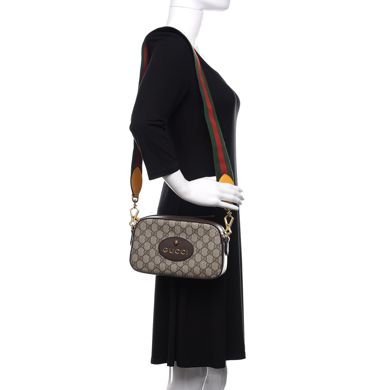Gucci GG Supreme Monogram Web Neo Vintage Shoulder Bag Beige New Acero Crop 2 of 11