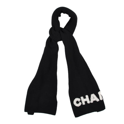 Chanel Cashmere Silk CC Logo Stole Black 1 of 5
