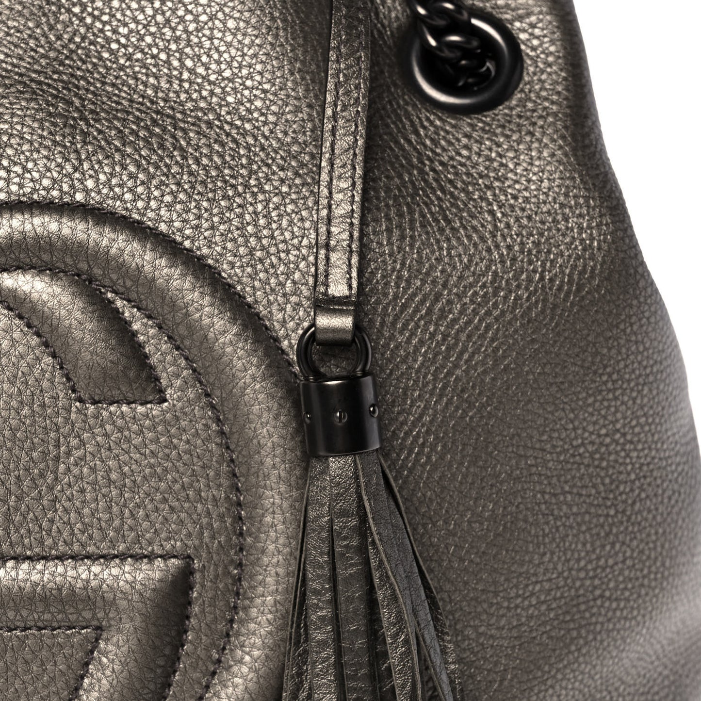 Metallic Pebbled Calfskin Medium Soho Chain Shoulder Bag Sasso