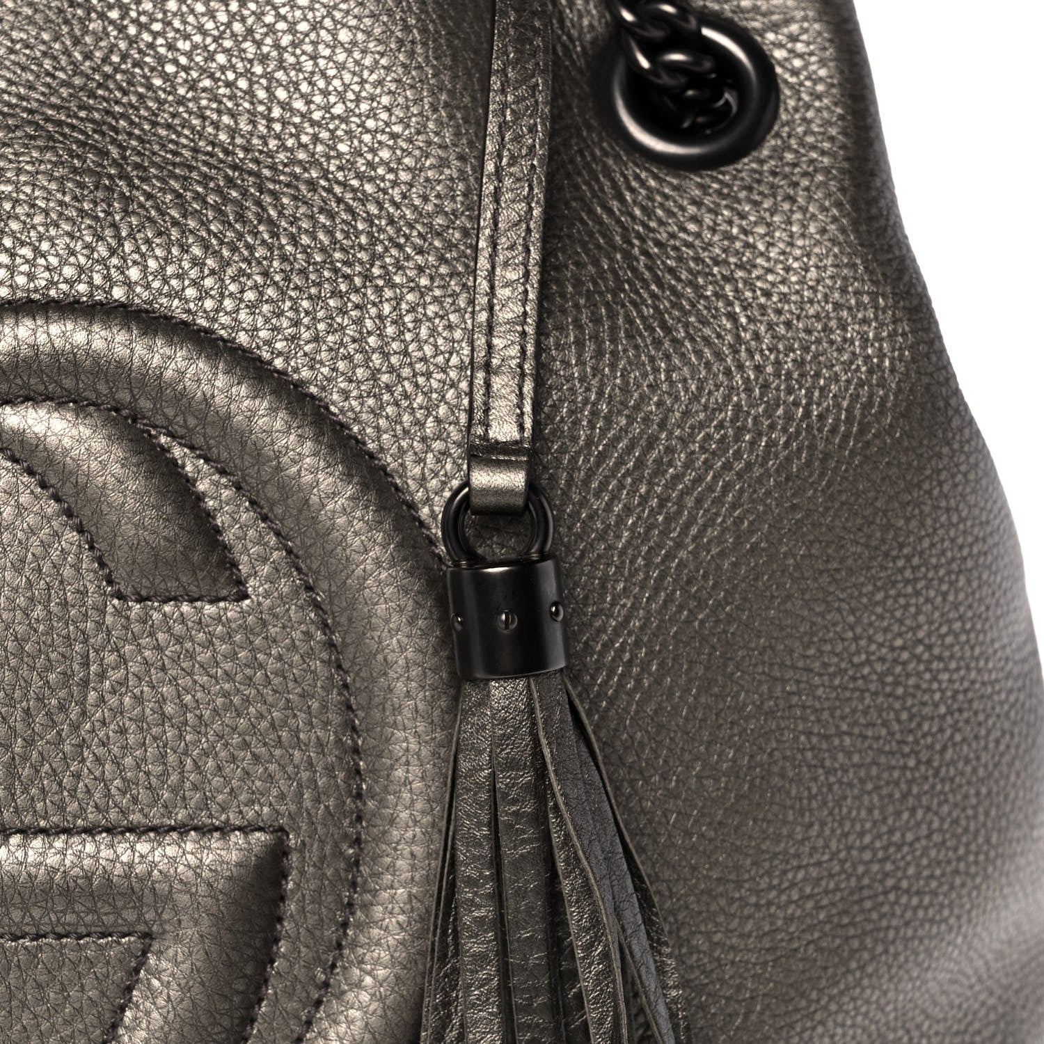 Gucci Metallic Pebbled Calfskin Medium Soho Chain Shoulder Bag Sasso 11 of 11