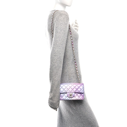 Chanel Calfskin Quilted Cloudy Tie Dye Mini Rectangular Flap Purple Blue Pink 2 of 10