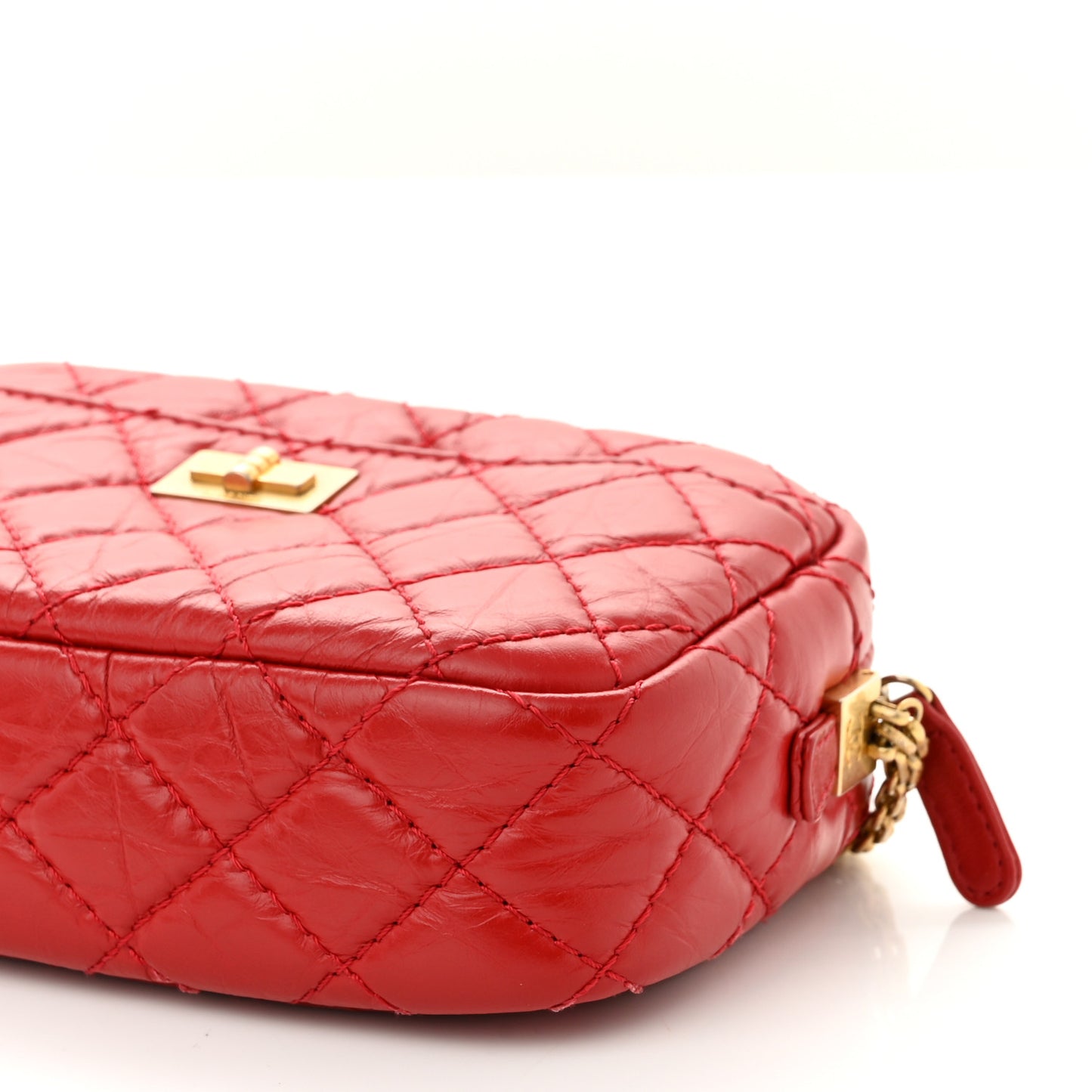 Aged Calfskin Quilted Mini Reissue Camera Case Red