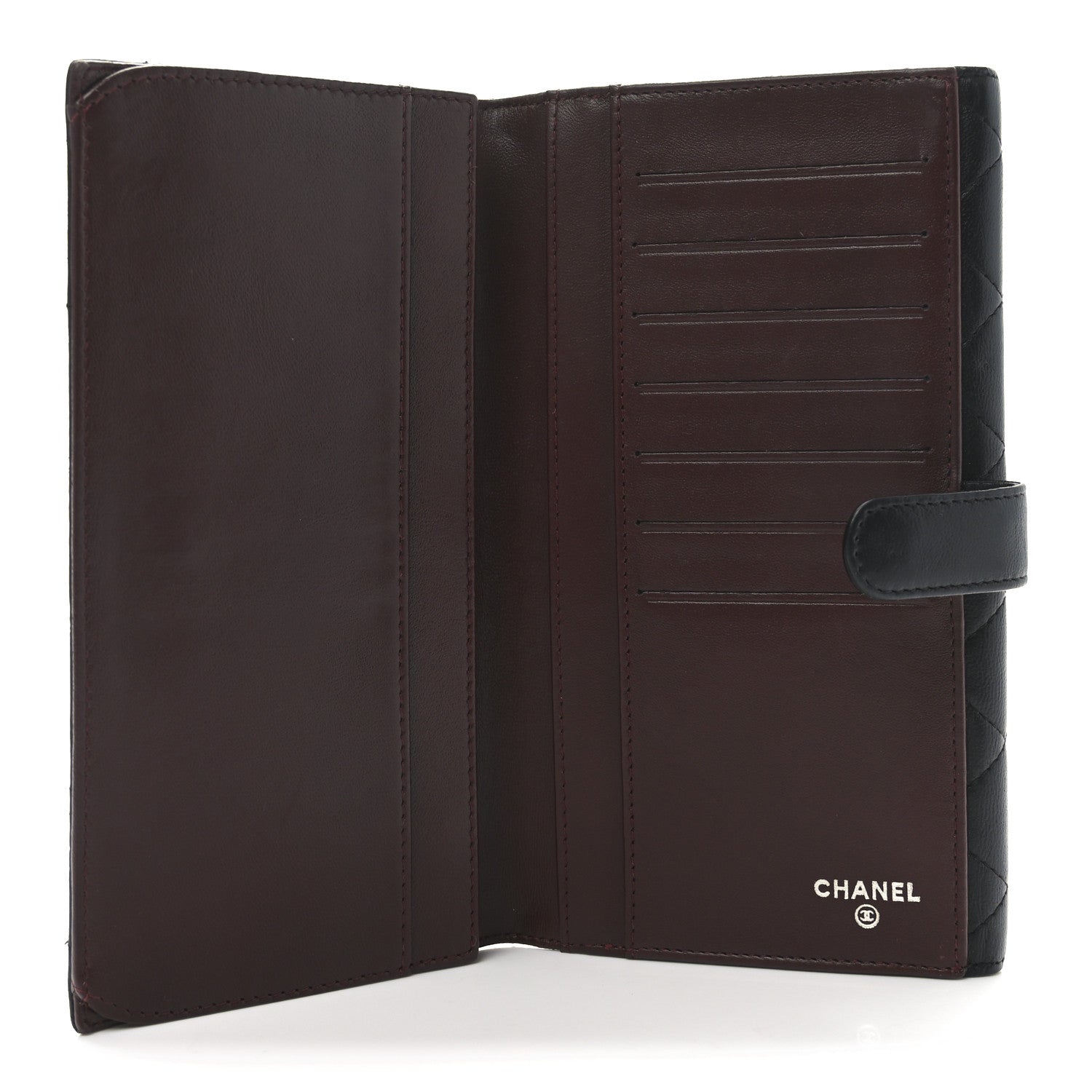 Chanel Lambskin Quilted Long Flap Wallet Black 5 of 8