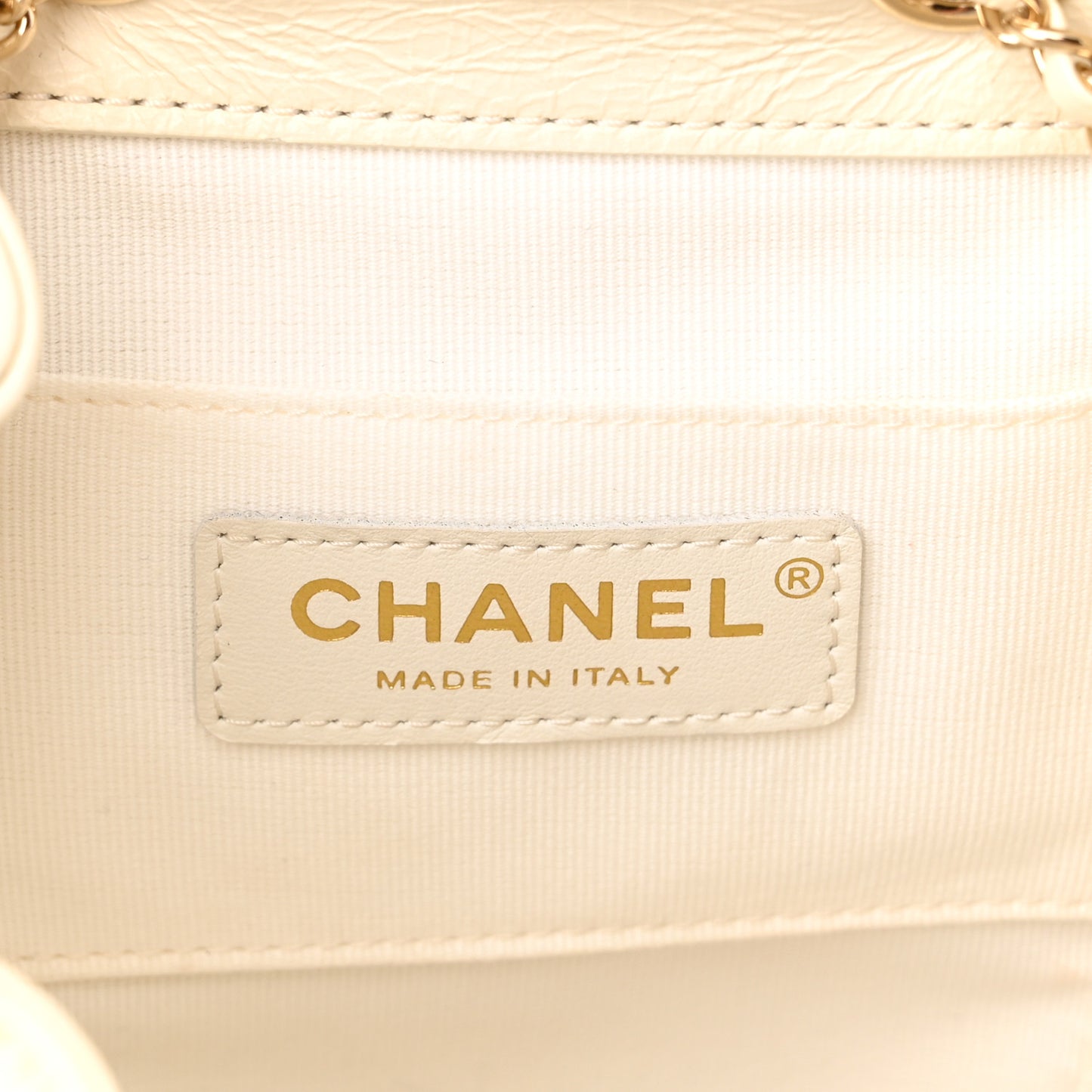 Glazed Aged Calfskin Quilted Small Duma Drawstring Backpack White