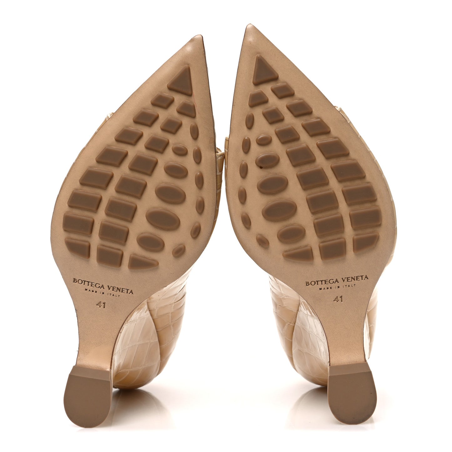 Gloss Calfskin Crocodile Embossed Punta Wedge Heel Sandals 41 Praline