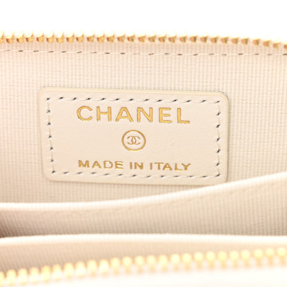 Chanel Tweed Quilted Bow Flap Card Holder On Chain White 6 of 12