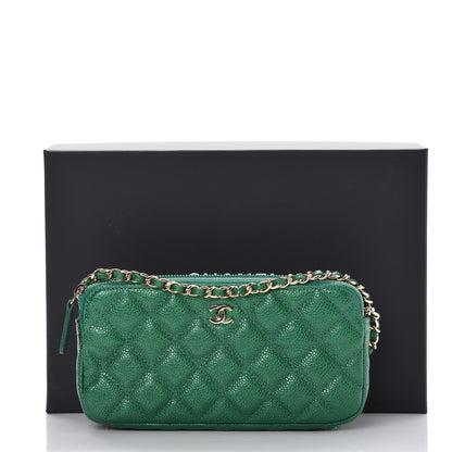 Chanel Caviar Quilted Small Clutch With Chain Green 10 of 10