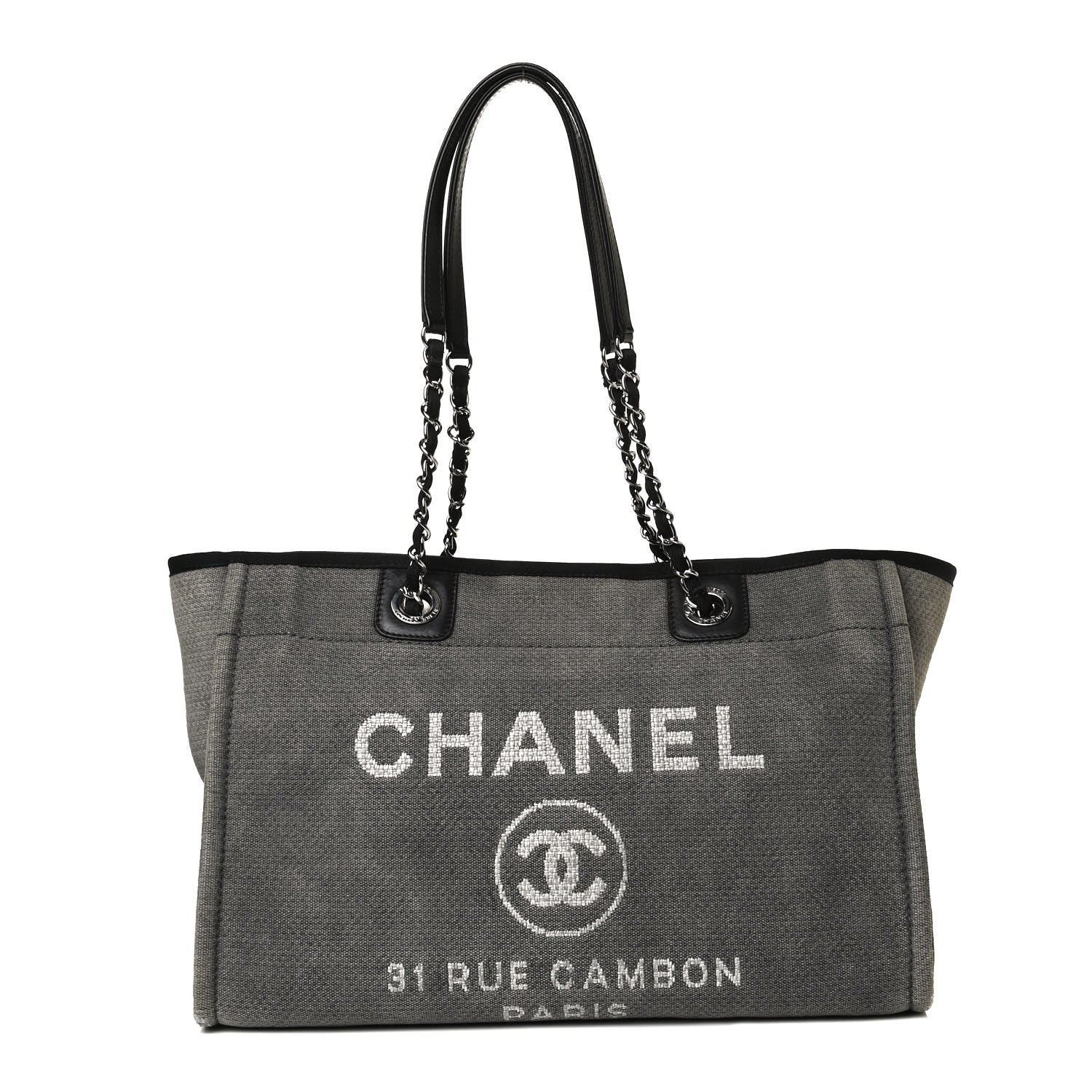 Chanel Canvas Small Deauville Tote Grey 1 of 10