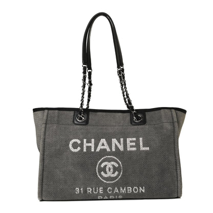 Chanel Canvas Small Deauville Tote Grey 1 of 10