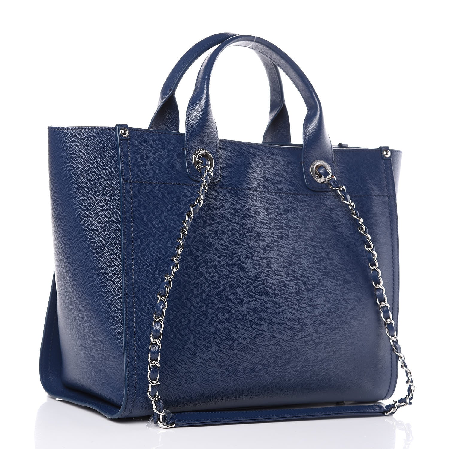 Chanel Caviar Small Studded Deauville Tote Navy 3 of 11