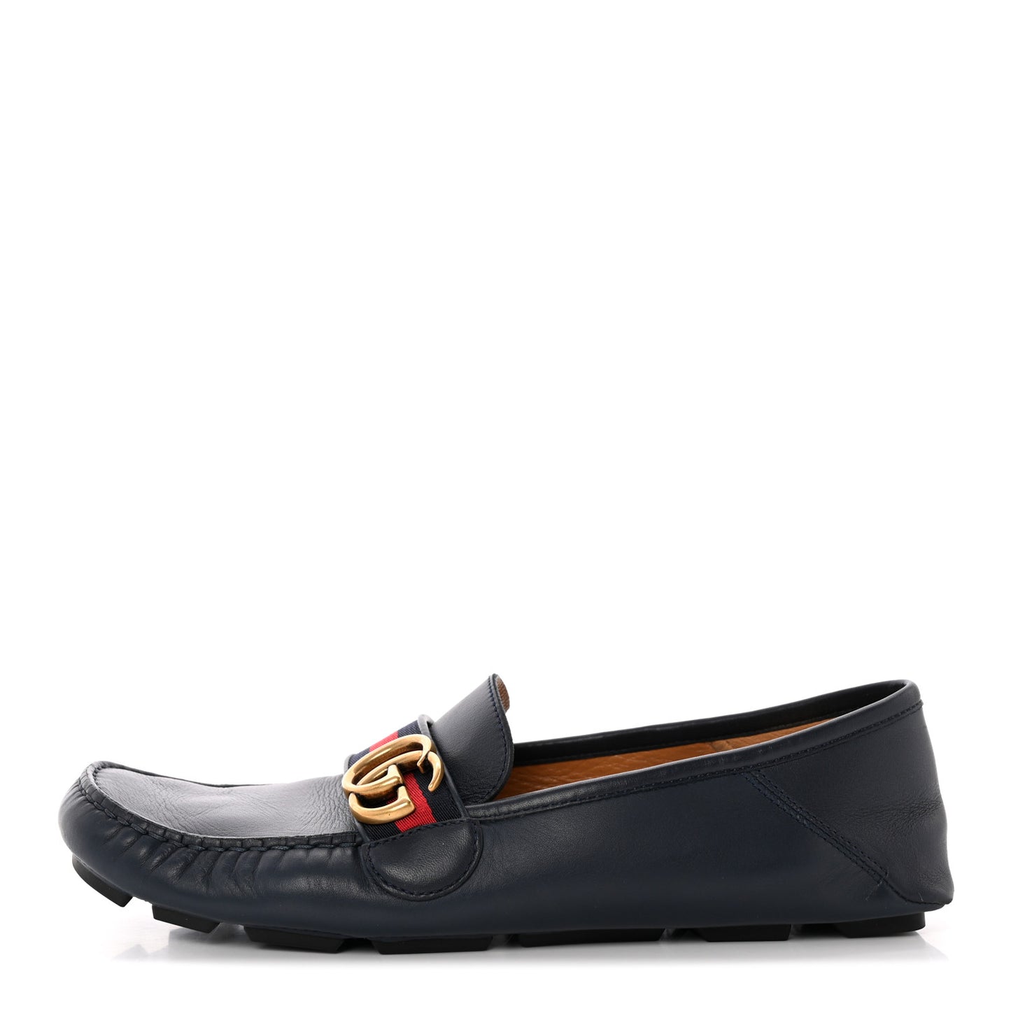 Velvety Calfskin Web Mens Noel Driver Loafers 8.5 Blue