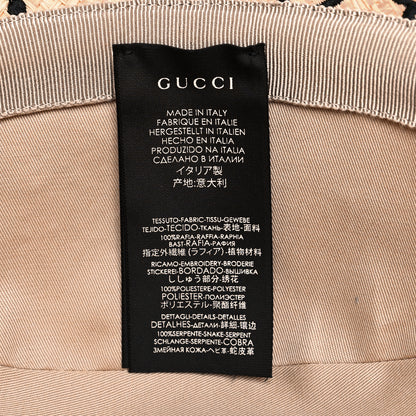 Gucci Raffia Elaphe GG Monogram Embroidered Fedora Hat L Ivory Black 8 of 8
