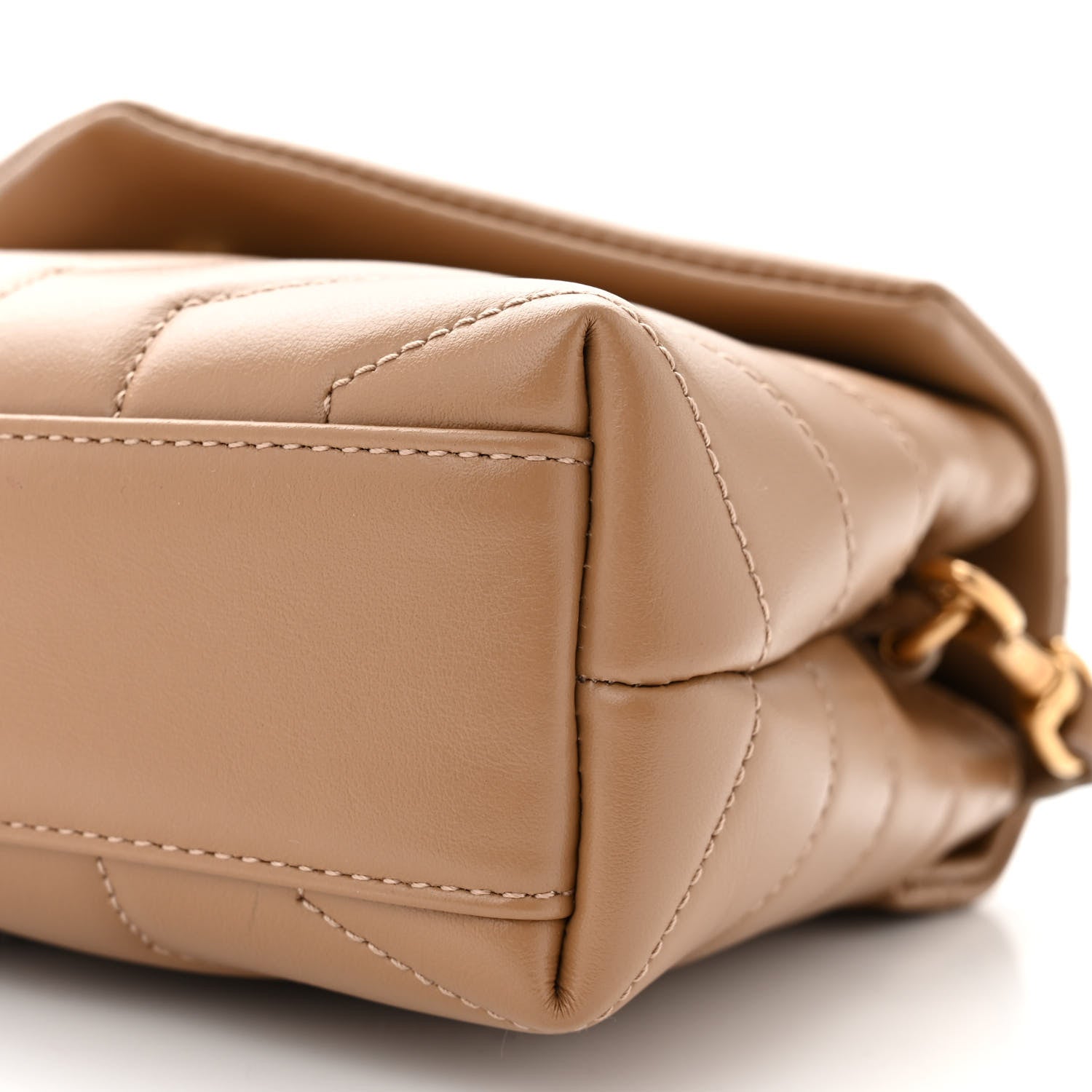 Saint Laurent Calfskin Y Quilted Monogram Toy Loulou Crossbody Bag Latte 10 of 10