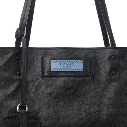 Prada Glace Calfskin Etiquette Shopping Bag Black Astrale 9 of 12
