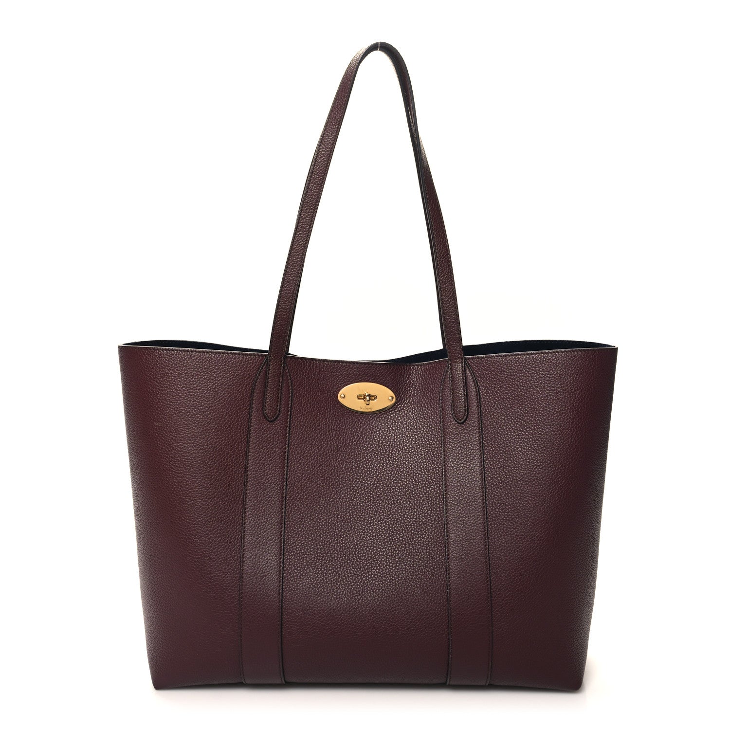 Mulberry Small Classic Grain Bayswater Tote Burgundy Oxford Blue 1 of 11