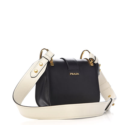 Prada City Calfskin Crossbody Bag Black White 3 of 10