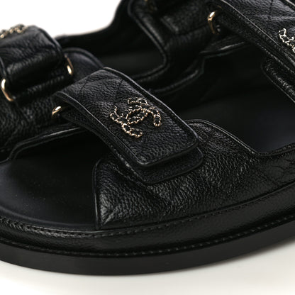Chanel Grained Calfskin Velcro Dad Sandals 40 Black 9 of 10