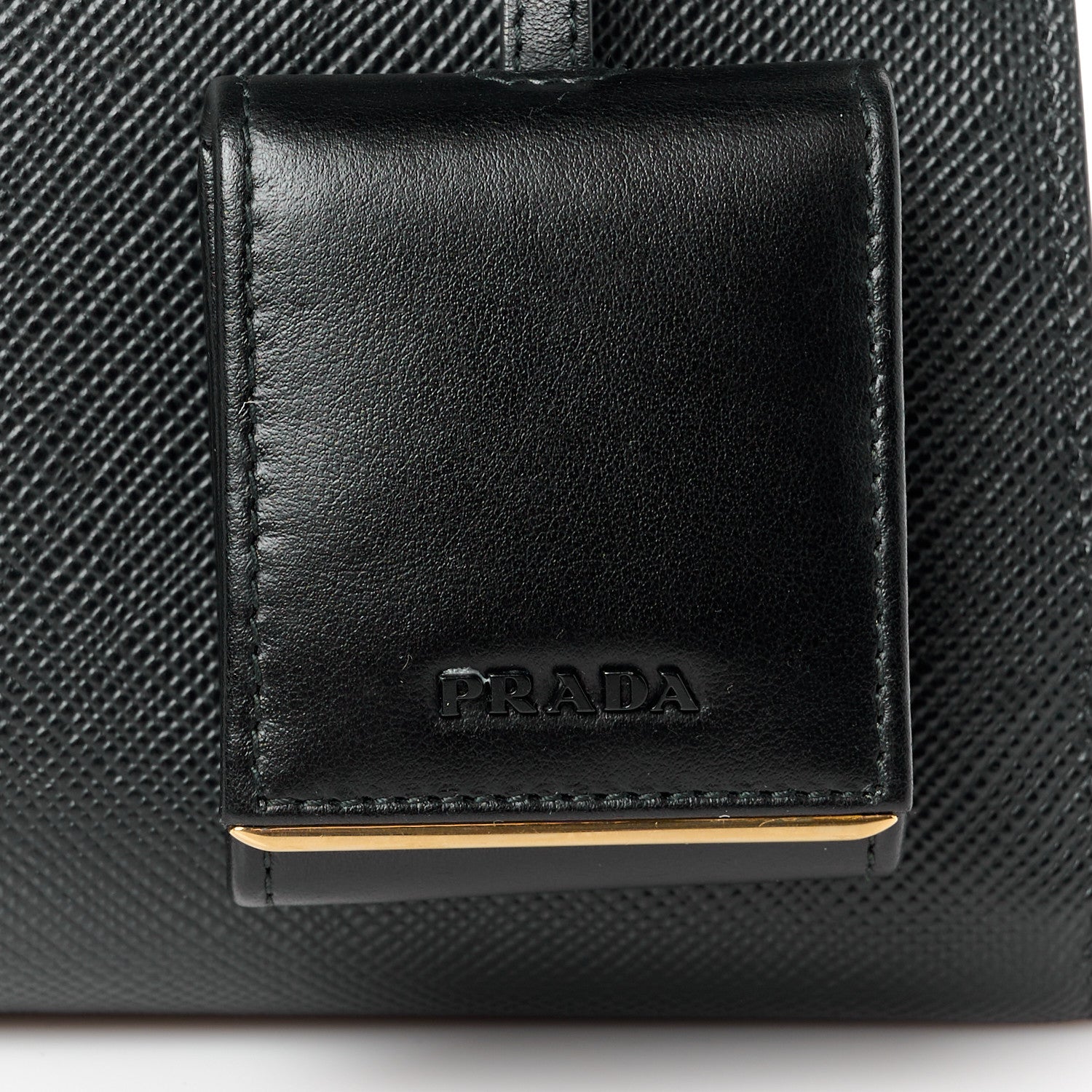 Prada Saffiano Cuir Calfskin Small Monochrome Top Handle Tote Black 8 of 11