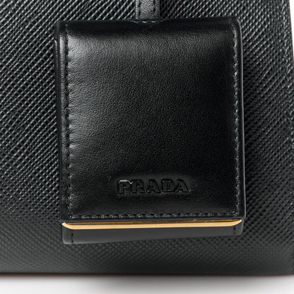 Prada Saffiano Cuir Calfskin Small Monochrome Top Handle Tote Black 8 of 11