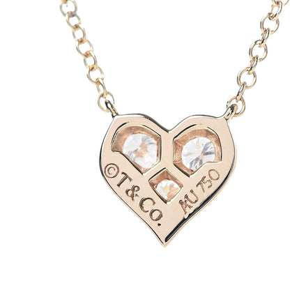 Tiffany 18K Yellow Gold Diamond Heart Pendant Necklace 5 of 9