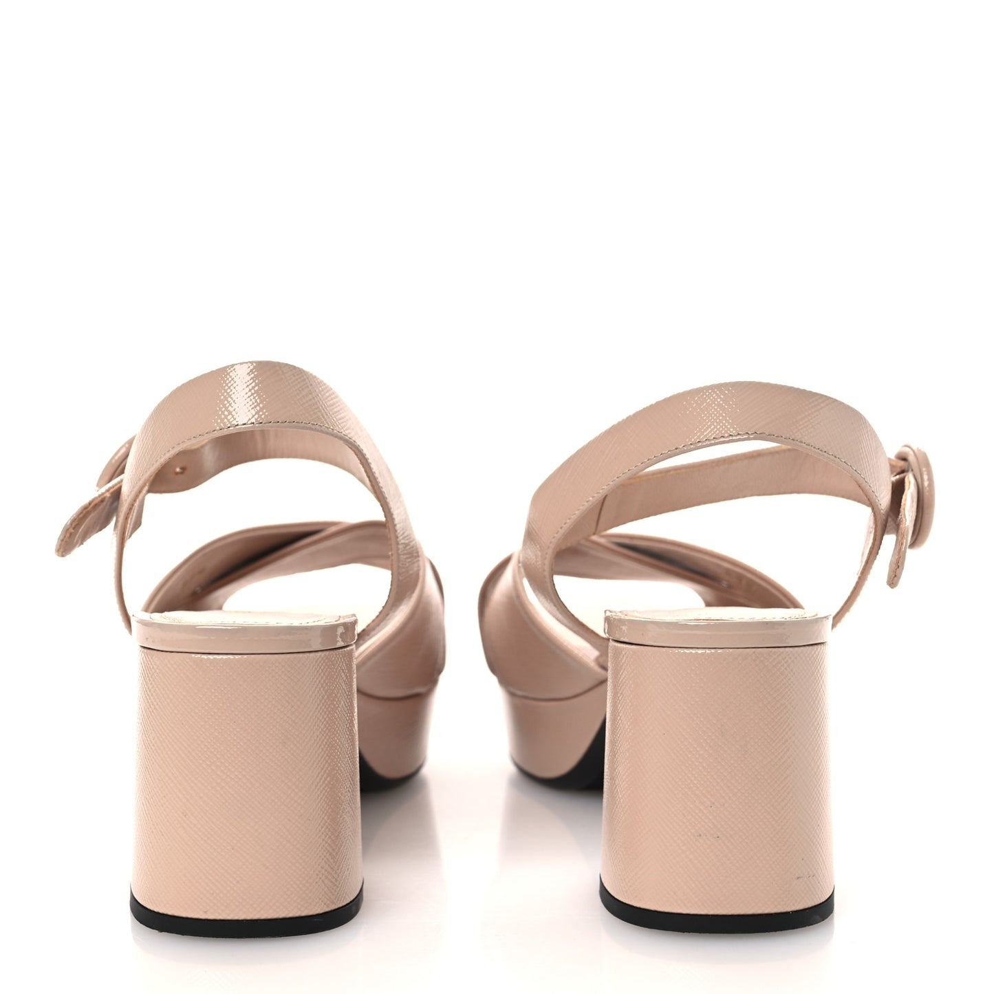 Vernice Saffiano Embossed Crisscross Platform 20/65mm Sandals 37.5 Beige